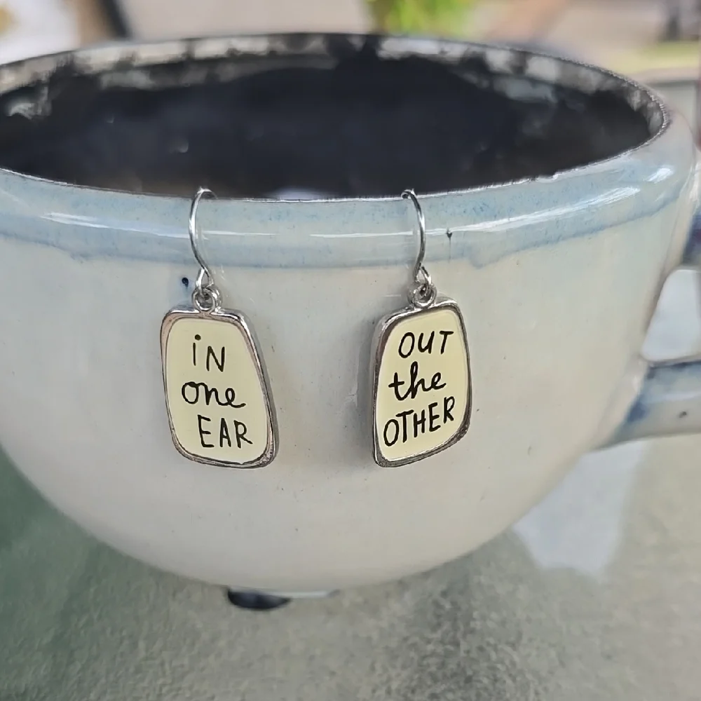 Hallmark Silver and Cream Earrings - Picture 2 of 5